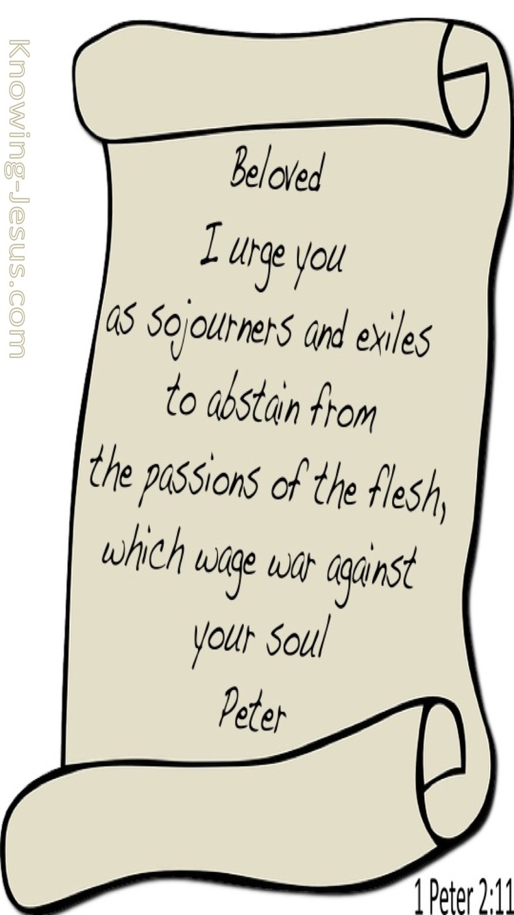 1 Peter 2:11 Abstain From Passions Of The Flesh (beige)